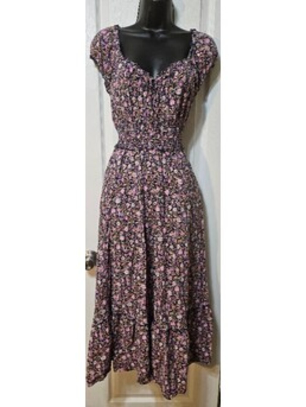 Old Navy Floral Midi Dress Medium Pockets Cottagecore Everyday Chic